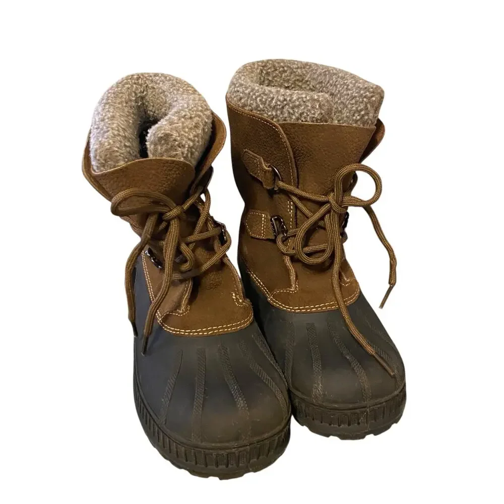 Sorel Badger 37 EU (5 Youth/ 6 Women) Winter Snow Boots Brown Leather and Rubber